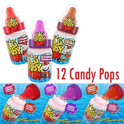 Big Baby Pop Lollipop With Sherbet Dip Lollipop Cool Retro Bottle Sweets 32g • £20.97