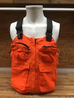 $24.99 • Buy Blaze Orange Hunting/ Hiking Full Vest With Suspenders /8 Pockets Size LARGE C-6