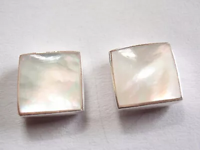 Mother Of Pearl Square 925 Sterling Silver Stud Earrings 7mm Square • $16.99