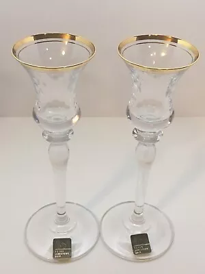 Mikasa Crystal JamesTown Gold 2703 Fluted Candle Holders-  2 Piece • $19.99