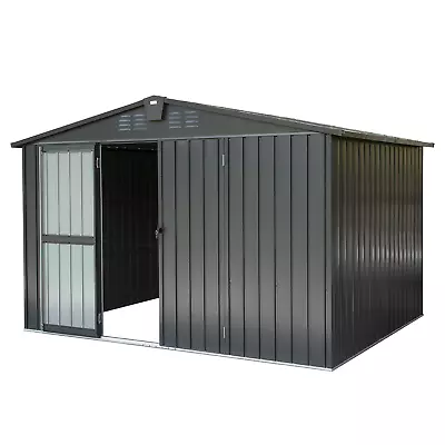 Metal Storage Shed All-Weather Galvanized Steel Tool Shed W/Lockable Double Door • $495.86