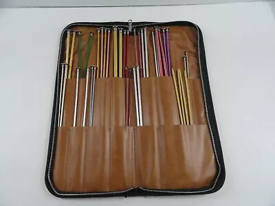 Knitting Needles Lot In Zippered Case 17 Sets Assorted Sizes Brands Lengths MCM • $12.50