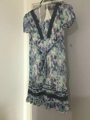 LADIES INDIGO COLLECTION MARKS & SPENCER FLORAL PRINT Midi DRESS SIZE 10 • £15.99