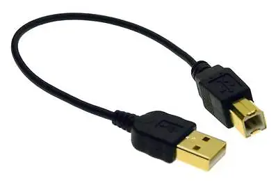 7.6 INCH USB 2.0 Certified 480Mbps Type A To B Male Cable Black GOLD-PLATED • $2.49