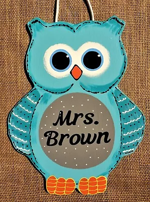 Personalize OWL TEACHER SIGN Wall Art Door Plaque Hanger School Classroom Decor • $13