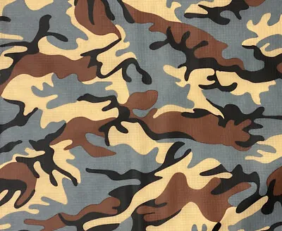 Waterproof Camo Ripstop Fabric Material Rip Stop 4oz Army Camouflage Nylon Look • £0.99