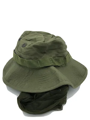 OG-107 Jungle Hat Boonie Size 6-3/8 Poplin Rip-Stop With Insect Net - NOS! • $42