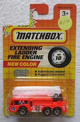 Matchbox Extending Ladder Fire Engine #18 New Color 1:64 Scale Diecast 1991 • $1.50