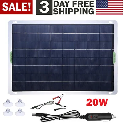 $35.99 • Buy 20W Solar Panel Kits 12V Trickle Charger Battery Charger Maintainer Boat RV Car