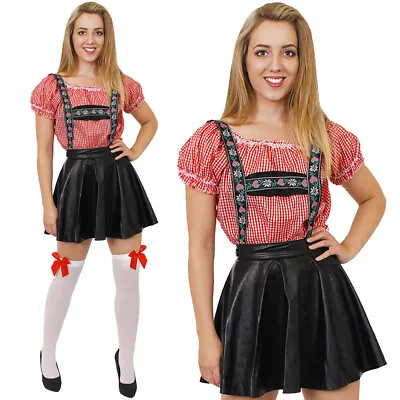 £17.99 • Buy Deluxe Bavarian Girl Costume Oktoberfest Fancy Dress Faux Leather Lederhosen