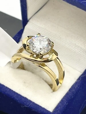 £18.99 • Buy Ladies Solitaire Ring Solitaire Swirl 18kt Steel Cz Engagement 066G