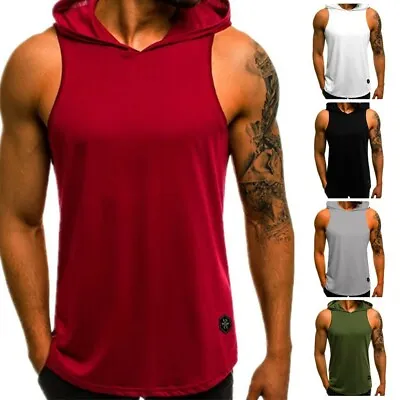 £6.61 • Buy Men's Gym Pullover Vest Sleeveless Casual Hoodie Hooded Tank Tops Muscle T-Shirt