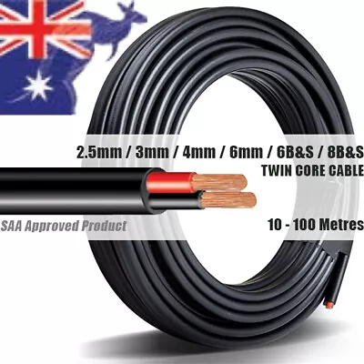 TWIN CORE WIRE 2.5mm 3mm 4mm 6mm 6BS 8BS 6B&S 8B&S AUTOMOTIVE BATTERY CABLE • $48.90
