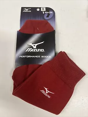 Mizuno Performance  Socks Adult MD Baseball Softball Volleyball Red NOS • $12