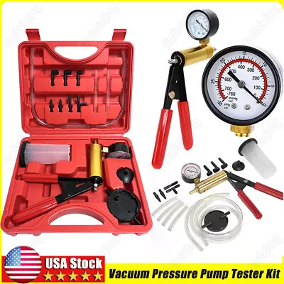 Hand Held Vacuum Pressure Pump Tester Set Brake Fluid Bleeder Bleeding Kit + Box • $16.59