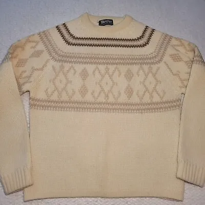 Meister Mens Sweater Small Cream New Wool Fair Isle Vintage • $28
