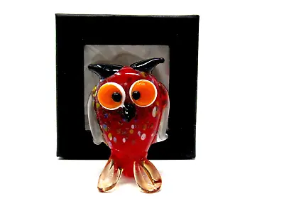 Vintage 20th Century Murano Art Glass Freeform Owl Figure & Box • £16.99