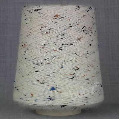 £17.95 • Buy SOFT 4 PLY PURE WOOL WITH NEP 400g CONE 8 BALLS BLEACHED WHITE CREAM BROWN FLECK