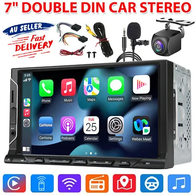 Double Din Car Stereo Bluetooth Head Unit For Apple CarPlay Android Touch AUX TF • $118.95