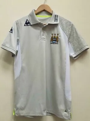 Vintage Grey Manchester City Le Coq Sportif Match Day Travel Polo Shirt Medium • £19.99