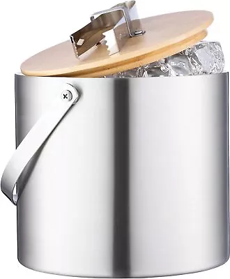 FineDine Double- Wall Stainless Steel Insulated Ice Bucket With Lid And Ice Tong • £16.99