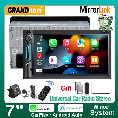 7  Car Radio Apple/Andriod Carplay BT Car Stereo Touch Screen Double 2Din+Camera • $113.98