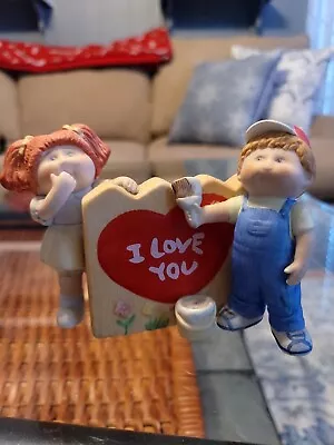 Vintage Cabbage Patch Kids Ceramic Figurine  I Love You  Boy & Girl 1985 Rare  • $15