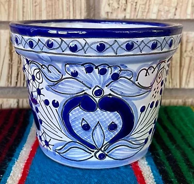 Mexican Ceramic Flower Pot Planter Folk Art Pottery Handmade Talavera #7 • $19.99