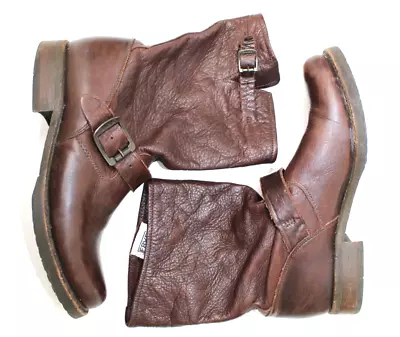 Frye Leather Veronica Shorty Boots Slouch Classic Brown Stone  Women's Size 7.5 • $59.99