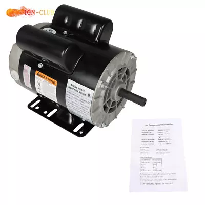 3 HP 3450 RPM Electric Motor Compressor Duty 56 Frame 1 Phase 115/230 Volts USA • $136