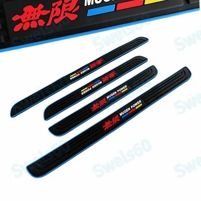 4PCS For MUGEN Rubber Car Door Scuff Sill Panel Step Protector Blue Border 6 • $36.90