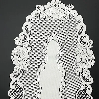 Lace Table Runner Intricate White Floral Formal Oval Oblong Flat 61x15in • $24.99