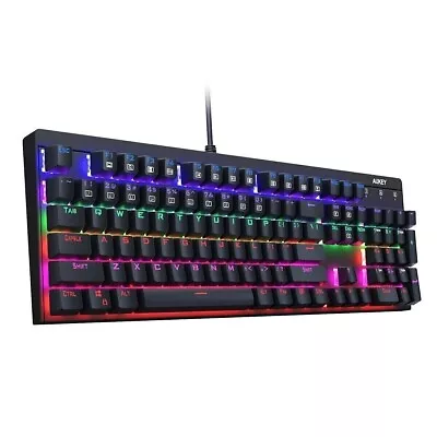 Mechanical Keyboard RGB LED Illuminated Blue Switches Aukey KM-G6 UK Layout • £10