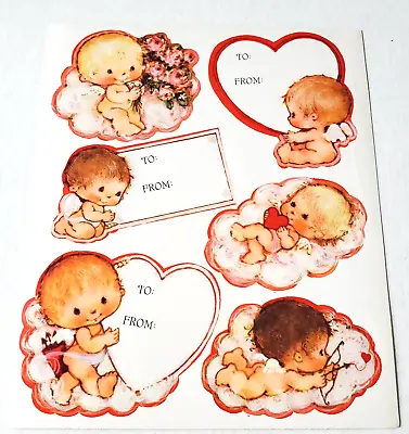 Vintage Sticker Sheet Hallmark Mary Hamilton Cherubs Angels Valentine Tags • $3.50