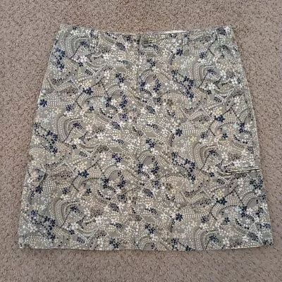 Eddie Bauer Skirt Size 6 Green Floral Cargo Pockets Cotton • $17.50