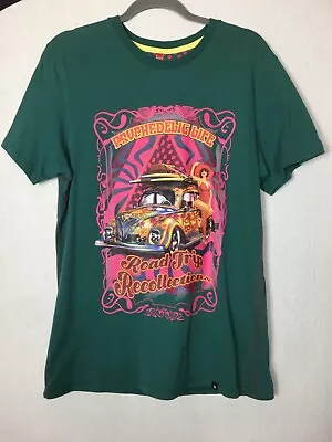 Men’s Joe Browns Green T Shirt VW Beetle Hippie Flower Power Psychedelic Size L • £19.95