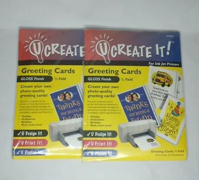 U Create It Gloss Finish Greeting Card Lot Of 2 Design Print 20 Cards  Envelopes • $14.99