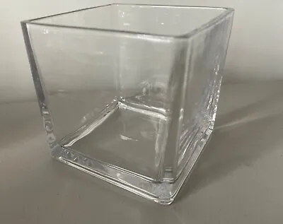 £12.85 • Buy Clear Glass Cube Vase 5 X5 X5  Square Flower Centerpiece