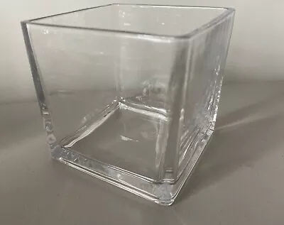 £12.85 • Buy Clear Glass Cube Vase 5 X5 X5  Square Flower Centerpiece