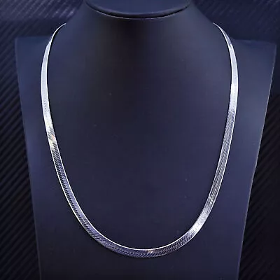 20” 5mm Vintage Sterling Silver 925 Herringbone Chain Necklace • $45
