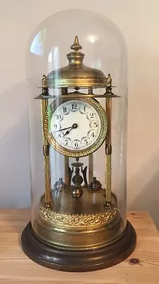 £445 • Buy Large Antique German 400 Day Anniversary Glass Dome Clock Early 1900