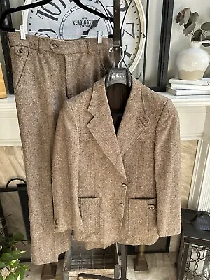 Amazing J. RIGGINS Vintage 70's Era Tweed Suit W/all The Bells & Whistles 38R • $249.99