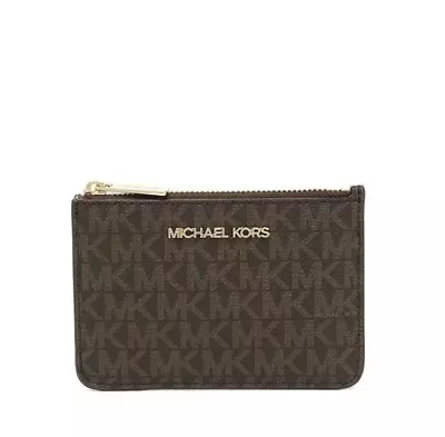 Michael Kors Jet Set Travel Small Top Zip Coin Pouch ID Holder Wallet Brown • $38.68