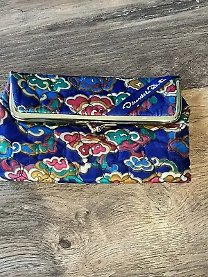 Vtg.  Oscar De La Renta Small Clutch Purse Folding Classic Blue Psychedelic Bag • $49.43