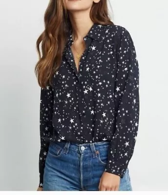 Rails Noemi Black GalaxyV Neck Button Down Shirt Large • $29