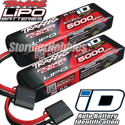 Traxxas 11.1V 5000mah 3S 25C LiPO Battery With ID Plug (2) 2872X Free Shipping • $139.90