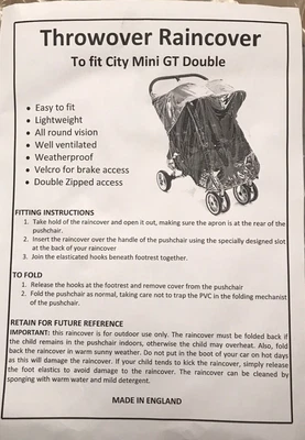 Koodee Pushchair Raincover Rain Cover To Fit Baby Jogger City Mini GT Double BN • £17.99