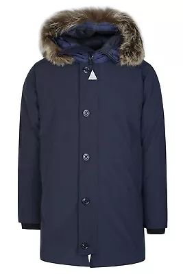 $2180 MONCLER Men's Blue Pola Down Jacket With Real Marmot Fur Size S (1) • $1398