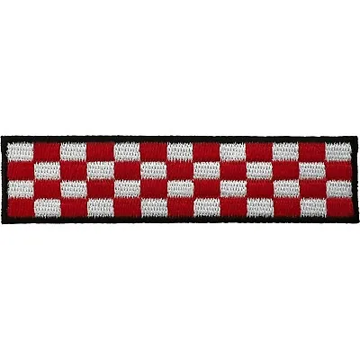 Checkered Red White Patch Iron Sew On Clothes Chequered Flag Embroidered Badge • £2.79