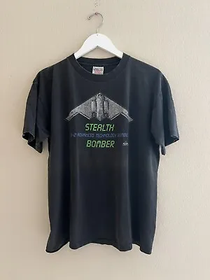 Vintage B2 Stealth Bomber T Shirt Large Distressed Plane Jet Military USA Skate • $21.24